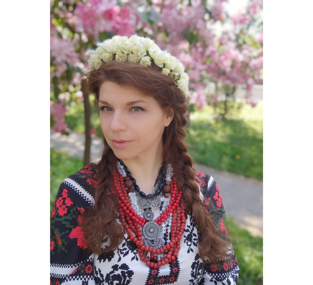 White Ukrainian wreath - Dress Art Mystery