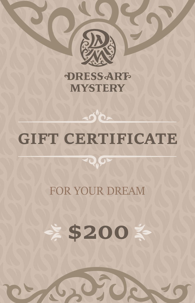 Digital Gift Card for DressArtMystery costumes for 200 dollars - Dress Art Mystery