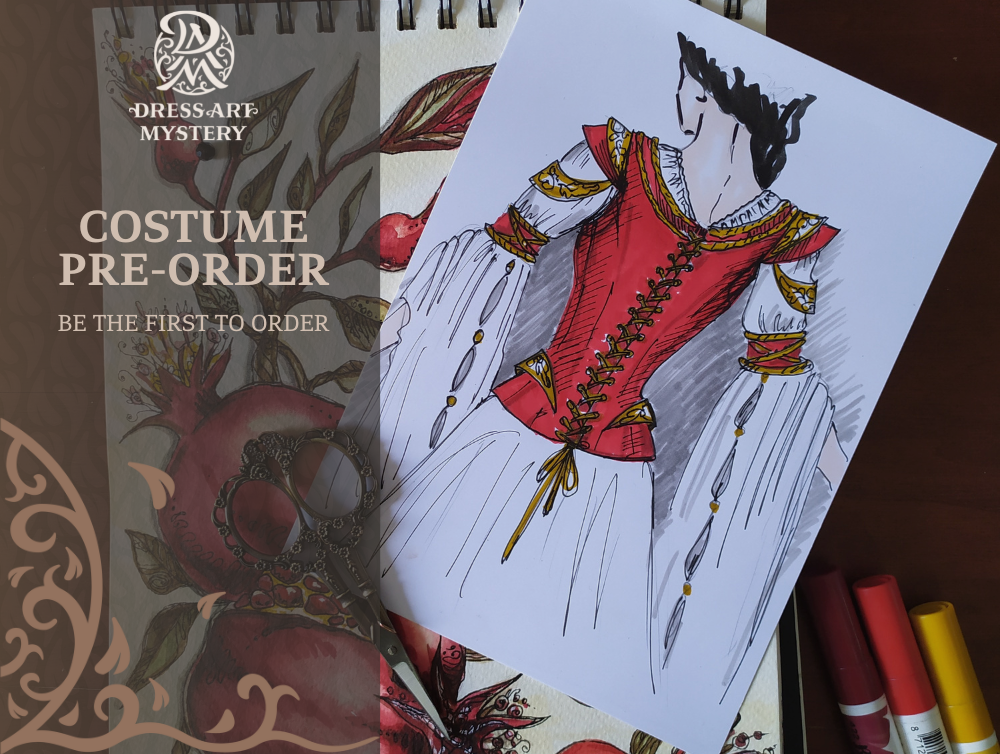 Red fantasy velvet corset vest pre-order -dress-design-handmade-costume-Dress Art Mystery