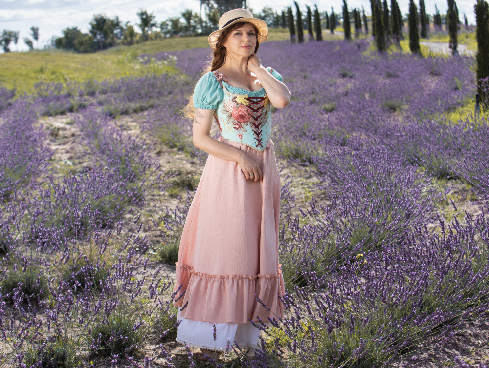Cottagecore fantasy fairy pink cotton costume - Dress Art Mystery