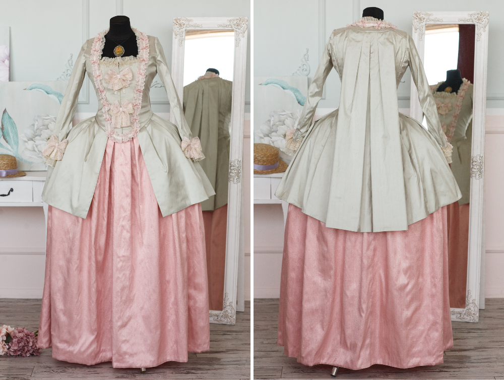 Rococo Marie Antoinette pink silk dress - Dress Art Mystery