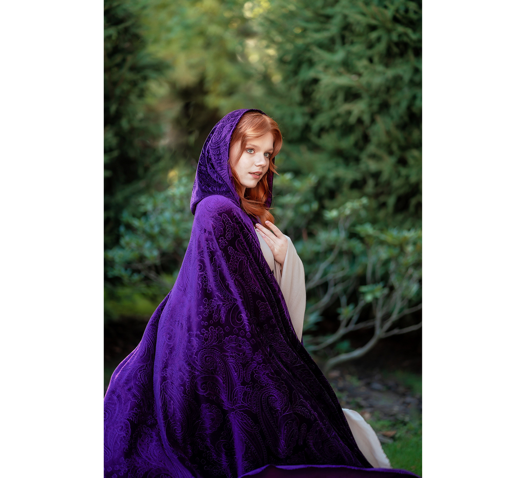 Deep purple velvet fantasy cape - Dress Art Mystery