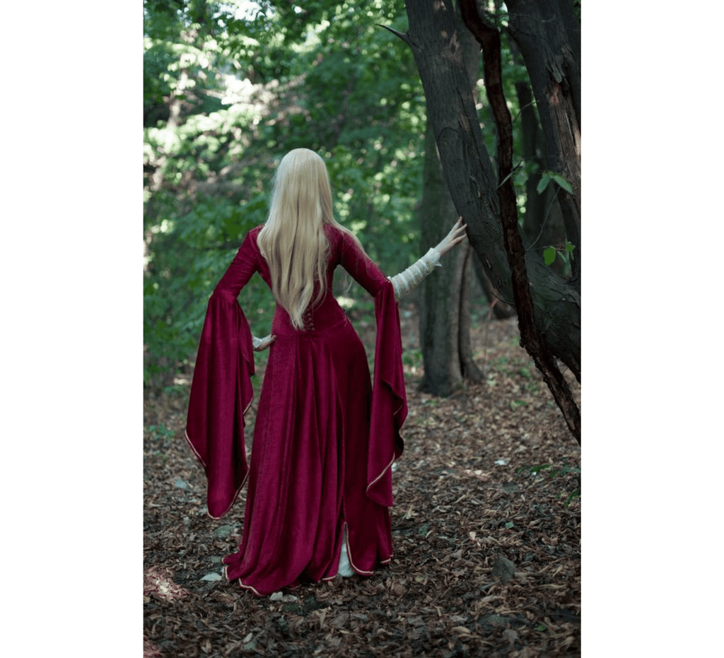Medieval Fantasy Crimson Dress (Made to order from another fabric) - Dress Art Mystery