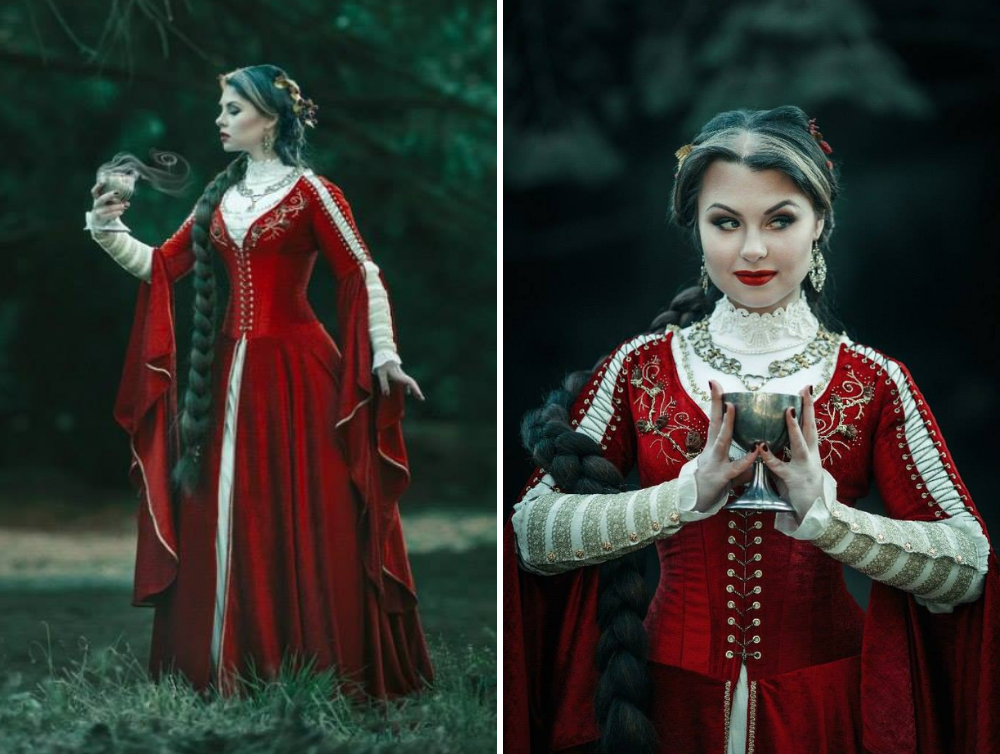 Medieval Fantasy Crimson Dress (Made to order from another fabric) - Dress Art Mystery
