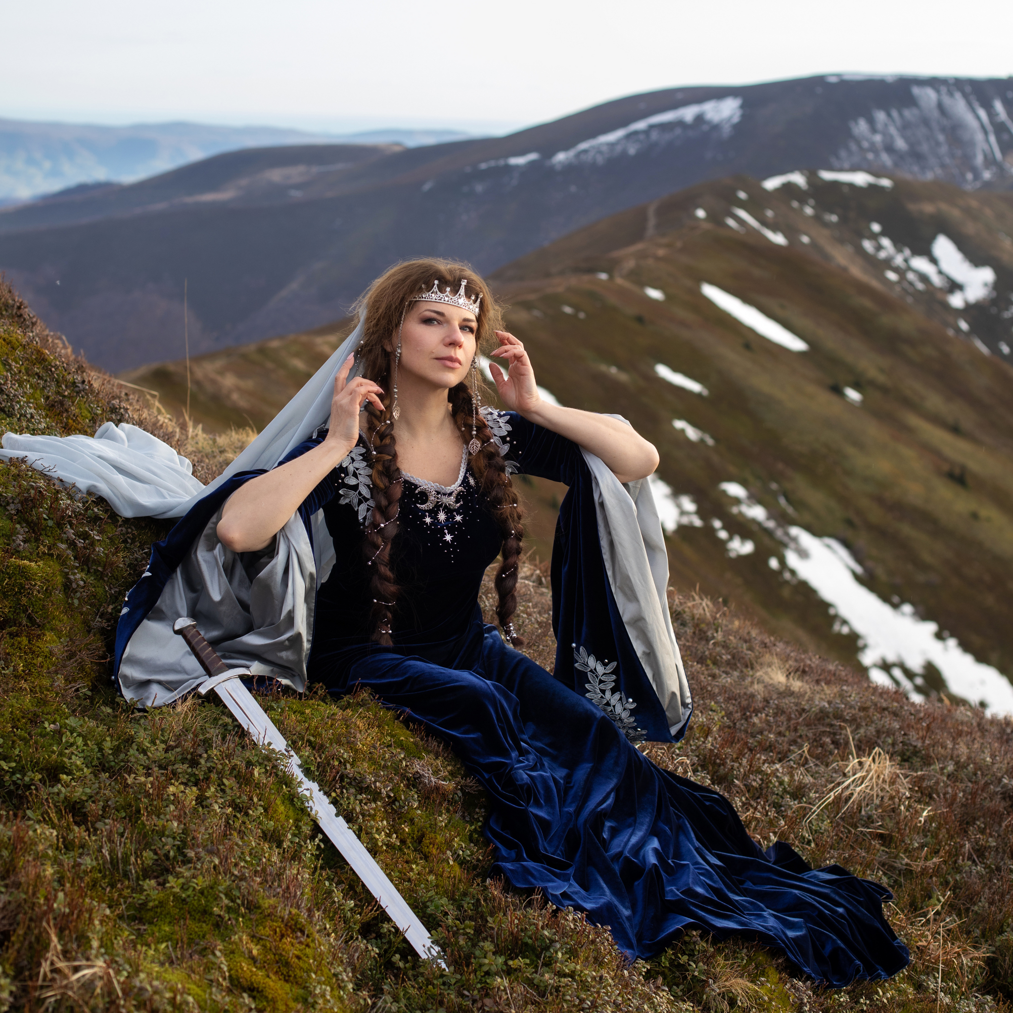Blue elven dress with silver embroidery – DressArtMystery