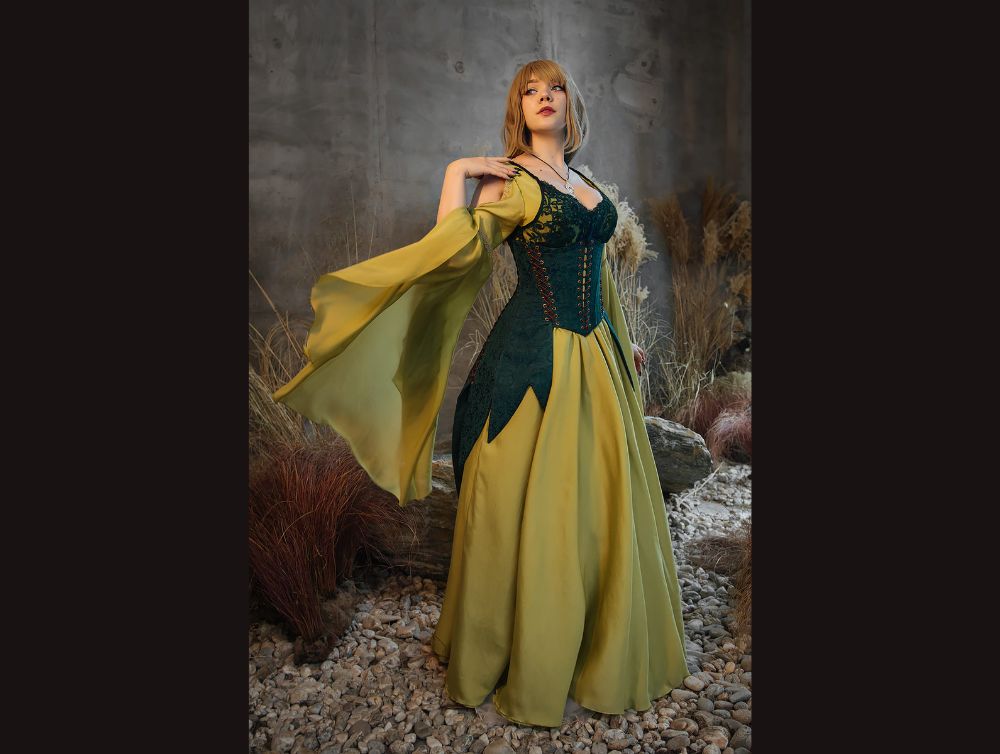 Elvish fantasy dress with midbust green corset Green Elvish Fantasy Dress, Cottagecore Cotton Dress, Fairy Costume ... Elvish fantasy dress with midbust green corset Green Elvish Fantasy Dress, Cottagecore Cotton Dress, Fairy Costume ...