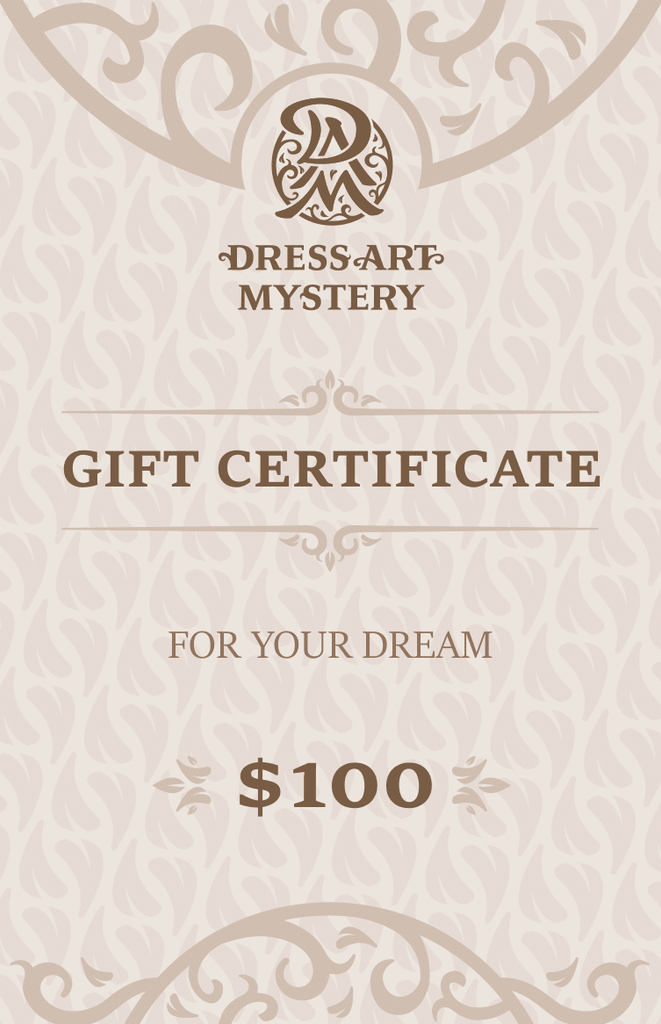 Digital Gift Card for DressArtMystery costumes for 100 dollars - Dress Art Mystery
