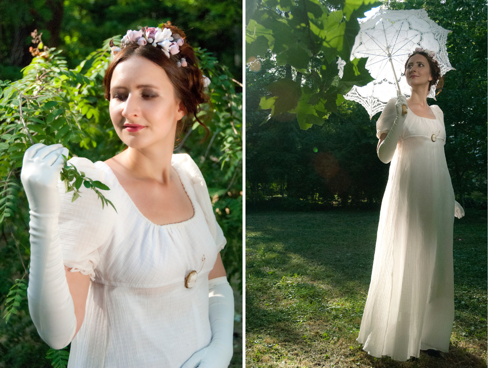 White regency cotton dress inspired by Jane Austen novels - Dress Art Mystery