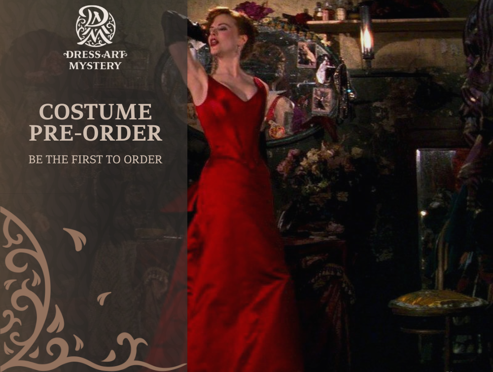 Vintage Satine Moulin Rouge silk red dress -dress-design-handmade-costume-Dress Art Mystery