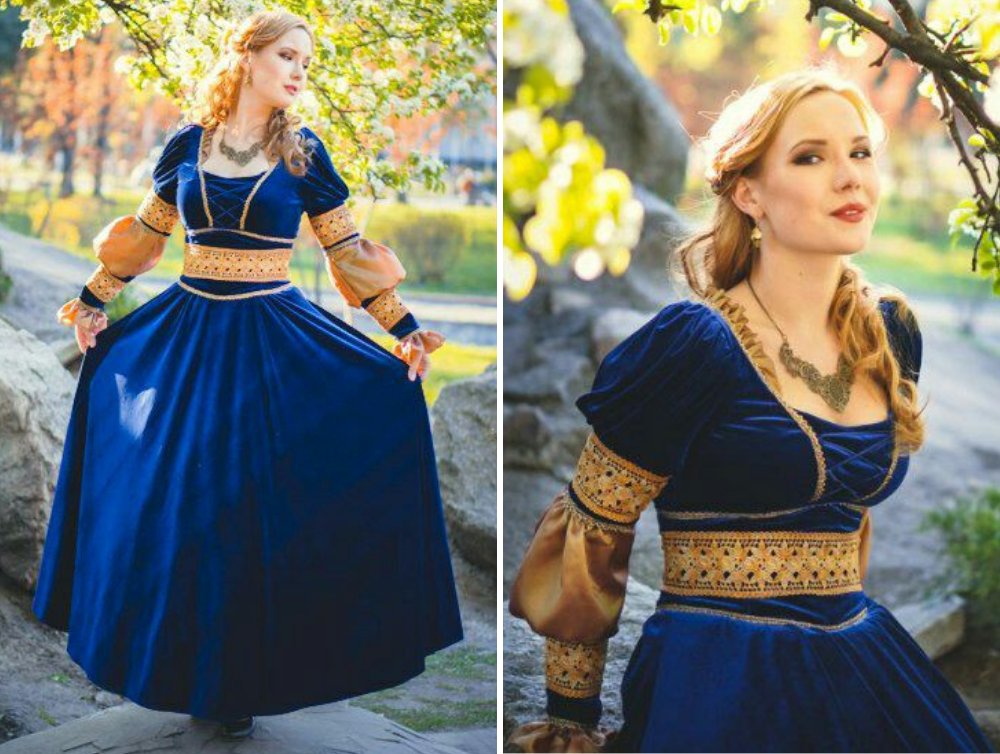 Art　Blue　dress,　wedding　Italy　gown　Dress　medieval　–　Renaissance　velvet　Mystery