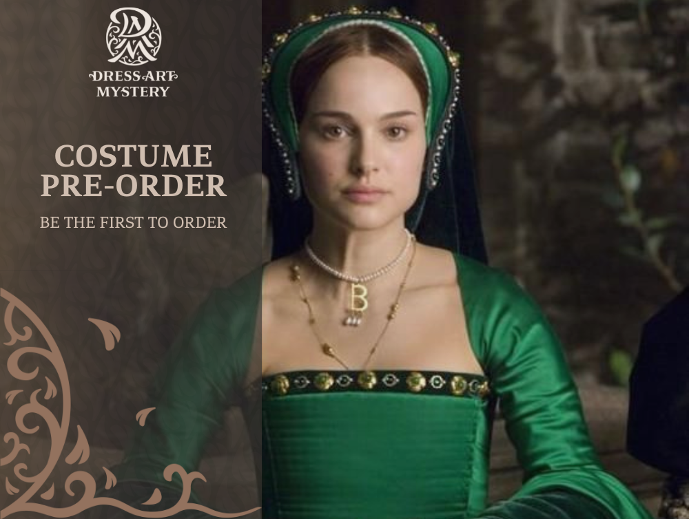 Tudor Anne Boleyn silk green dress pre-order -dress-design-handmade-costume-Dress Art Mystery