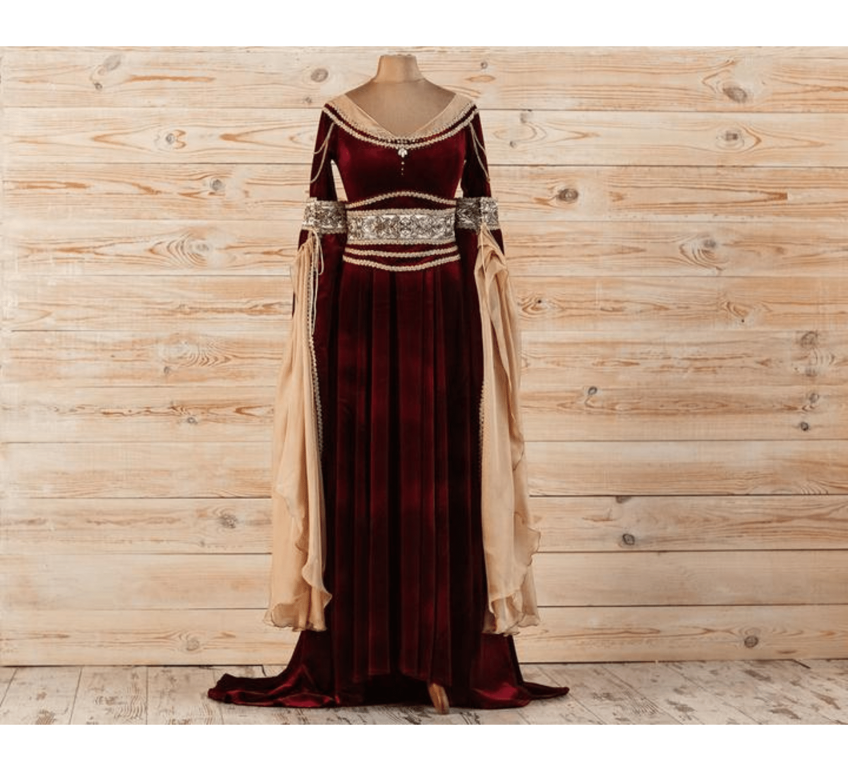 Fantasy red velvet elven dress DressArtMystery Fantasy red velvet elven dress DressArtMystery