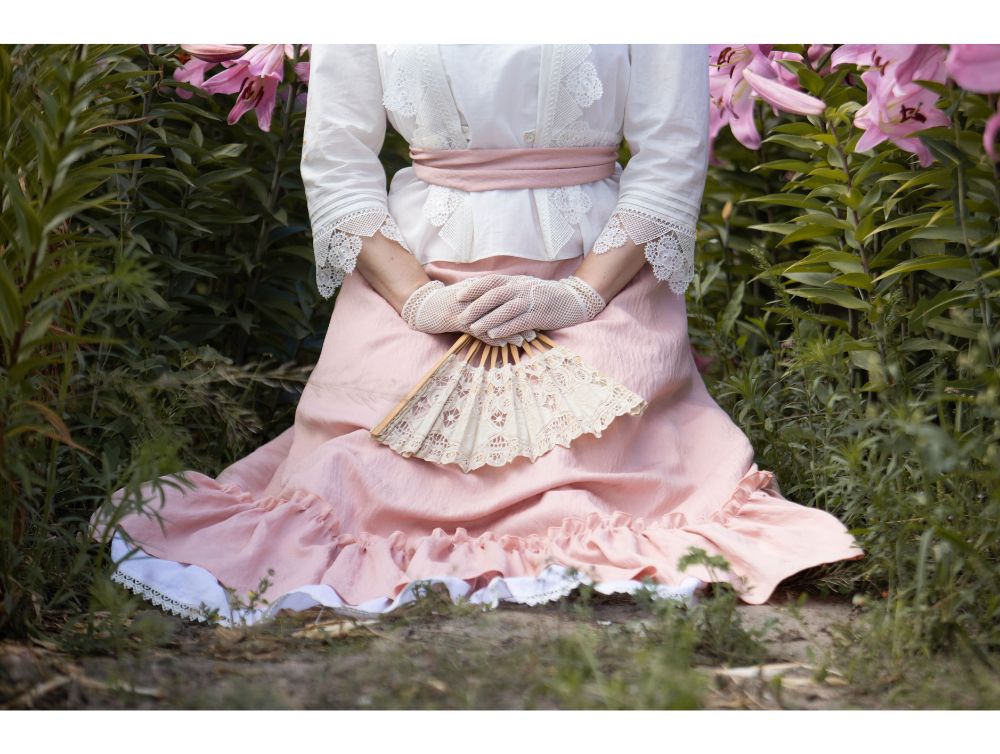 Edwardian style costume with pink skirt -dress-design-handmade-costume-Dress Art Mystery