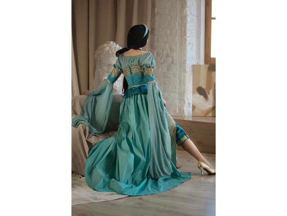 Renaissance dress with pantaloons and open skirt -dress-design-handmade-costume-Dress Art Mystery