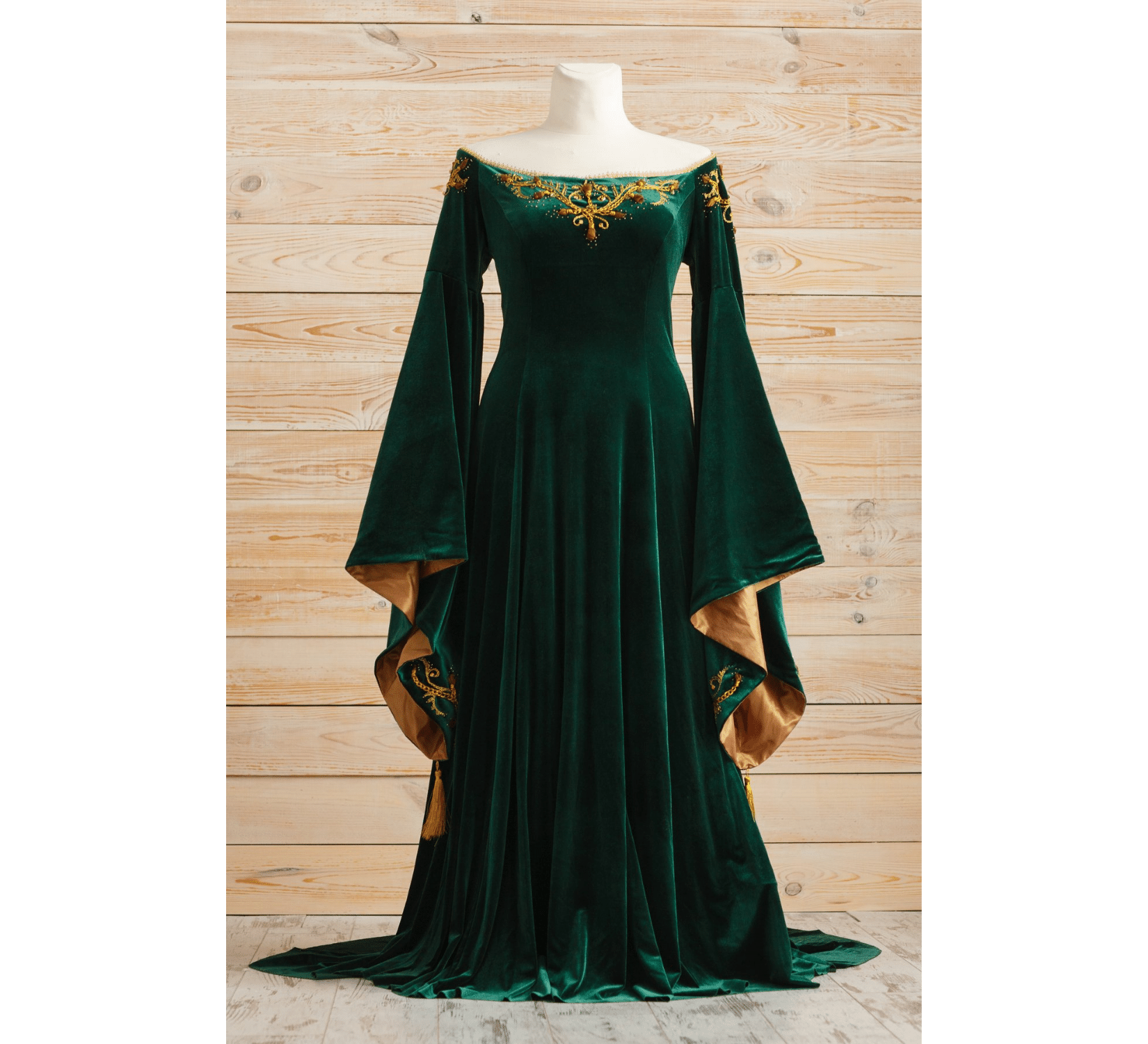 Green velvet fantasy elven dress for Beltane wedding DressArtMystery Green velvet fantasy elven dress for Beltane wedding DressArtMystery
