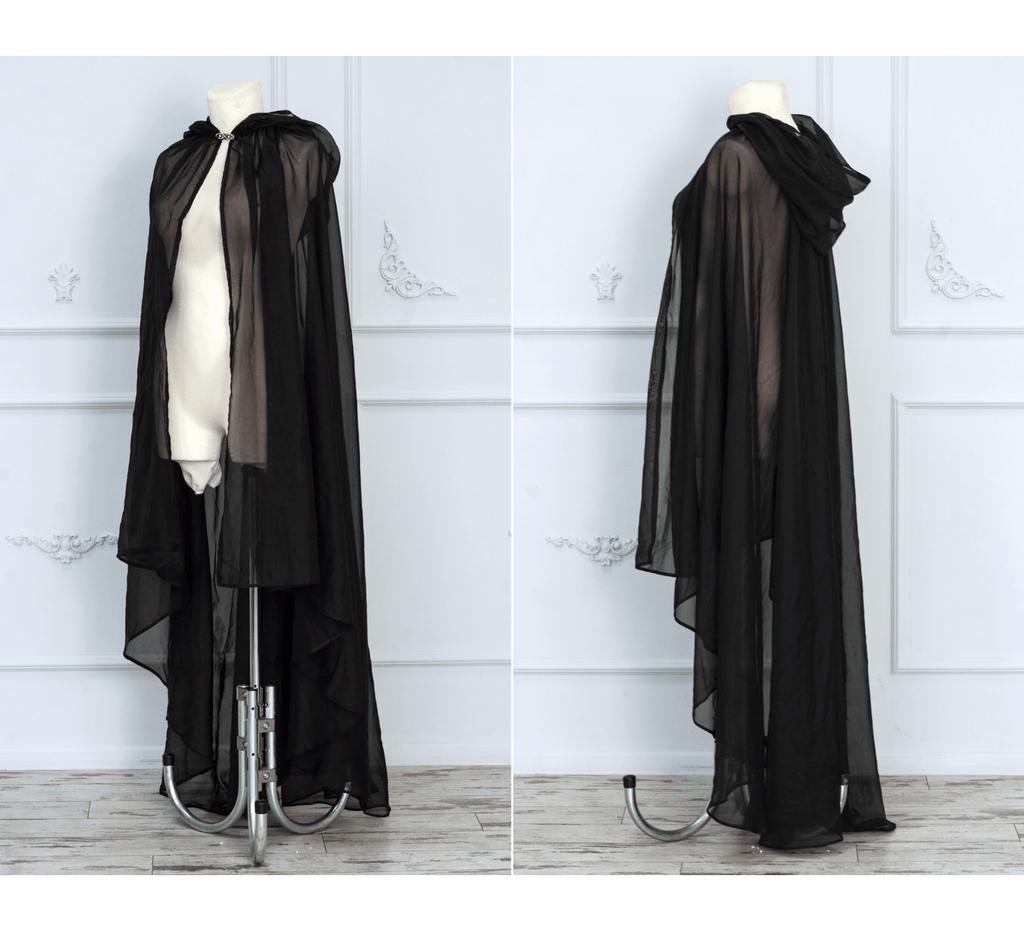 Black hooded tulle cape - Dress Art Mystery