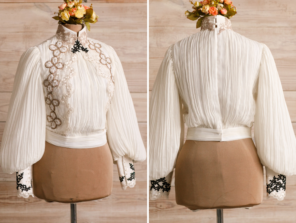 Edwardian Crimson Peak Edith Cushing's pleated cotton blouse - Dress Art Mystery