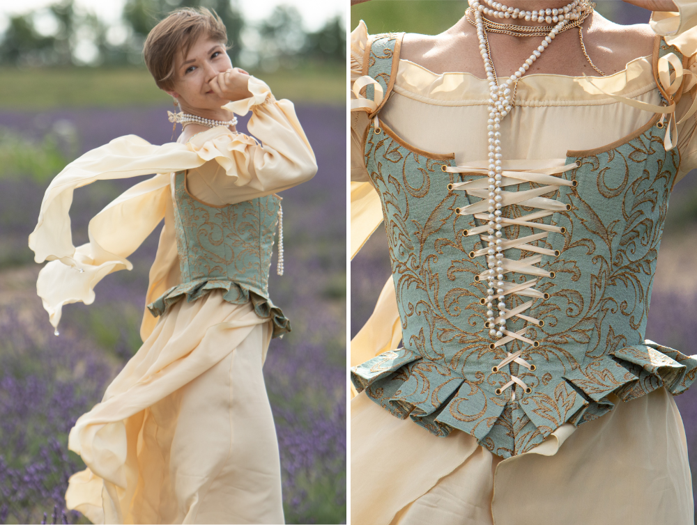 Cottagecore fantasy renaissance viscose jacquard costume - Dress Art Mystery