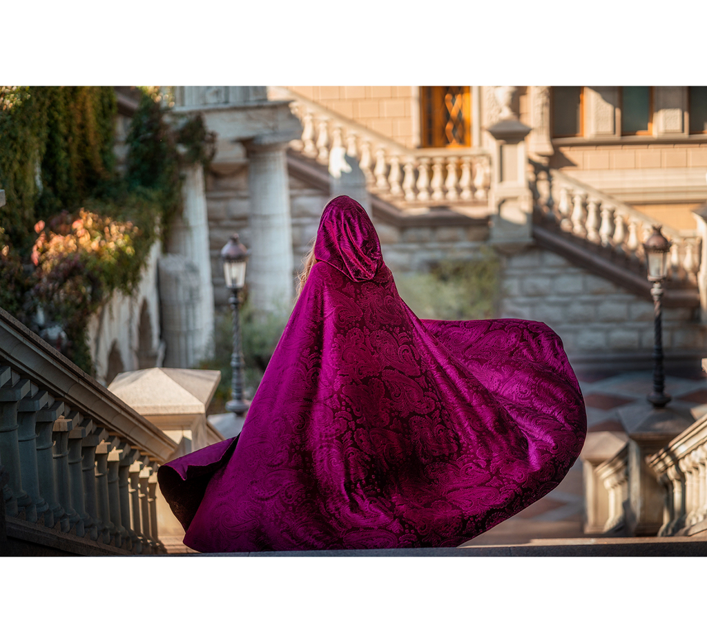 Red magenta velvet fantasy cape - Dress Art Mystery