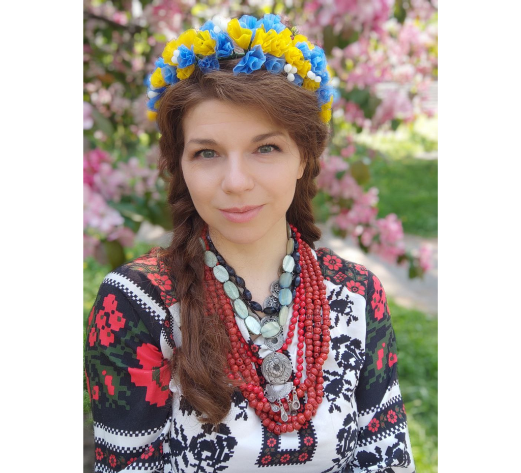 Blue and yellow Ukrainian wreath - Dress Art Mystery