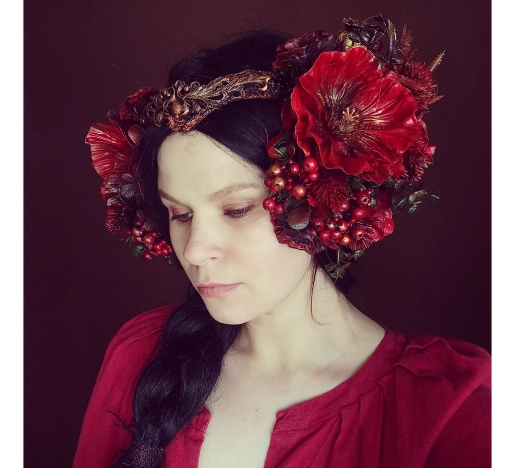 Ukrainian poppy headdress - Dress Art Mystery