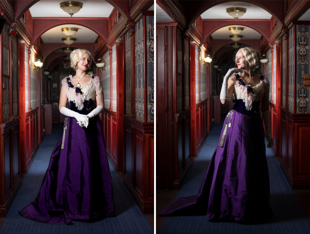 Edwardian Crimson Peak Edith Cushing's Purple taffeta dress - Dress Art Mystery