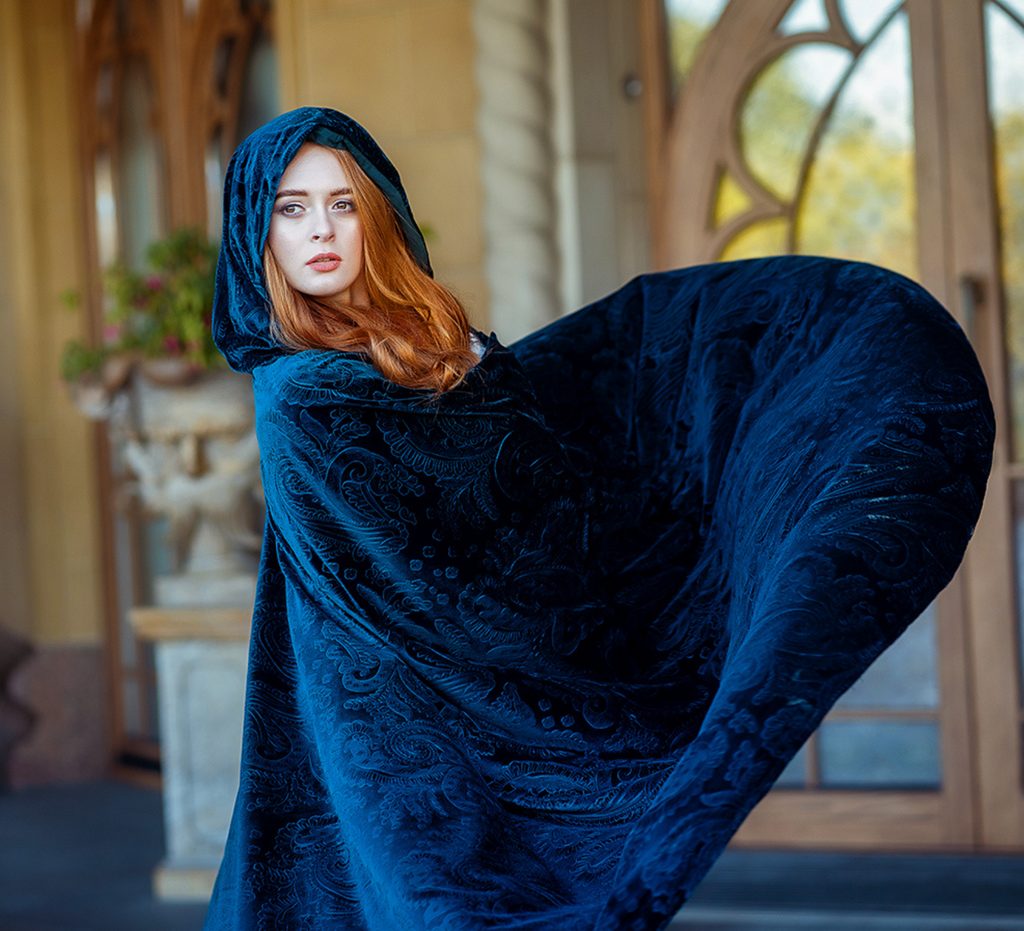Dark green and blue fantasy cape - Dress Art Mystery