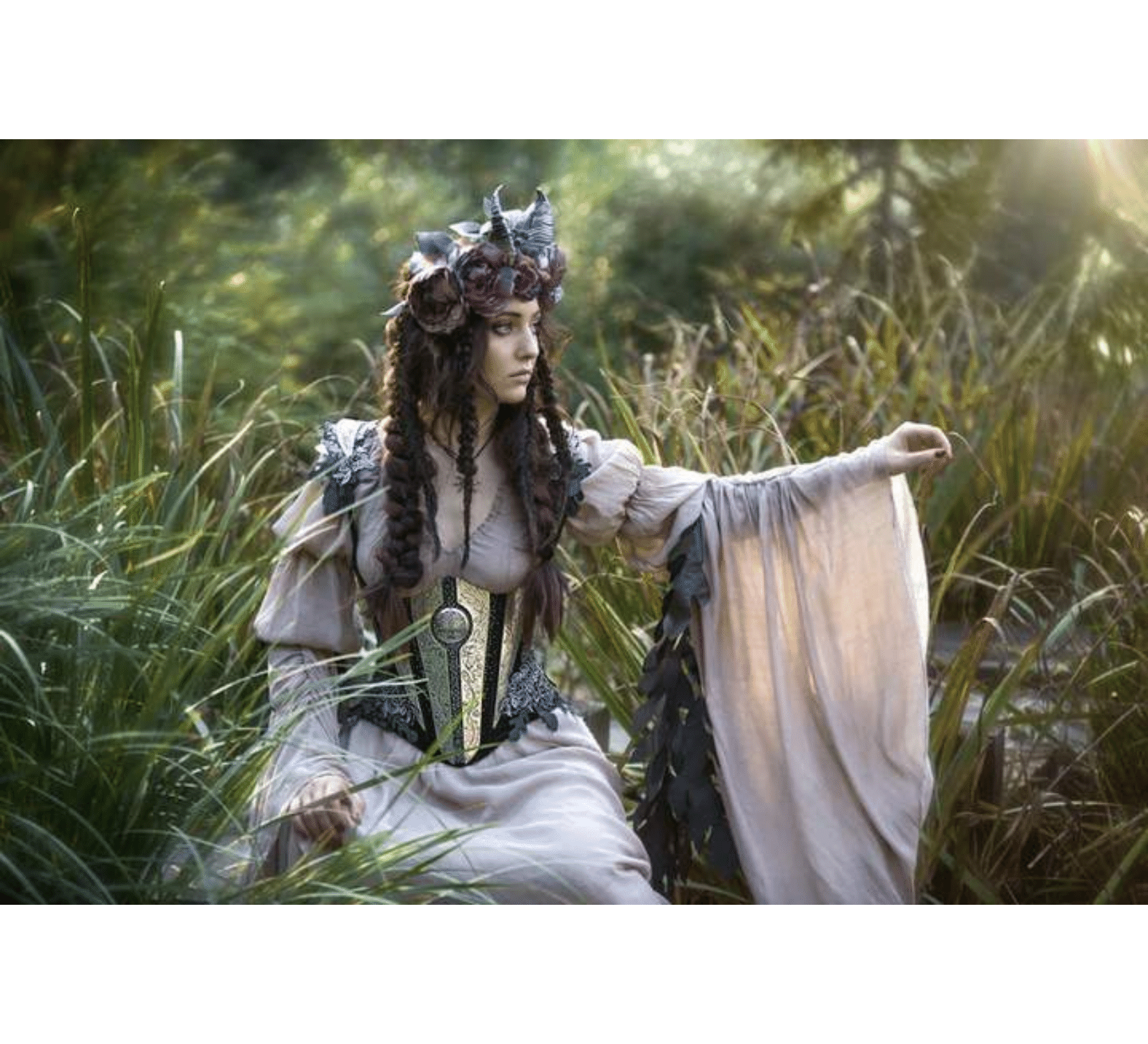 Fantasy Elven Dress With Steel-boned Vest Fairy Wedding 