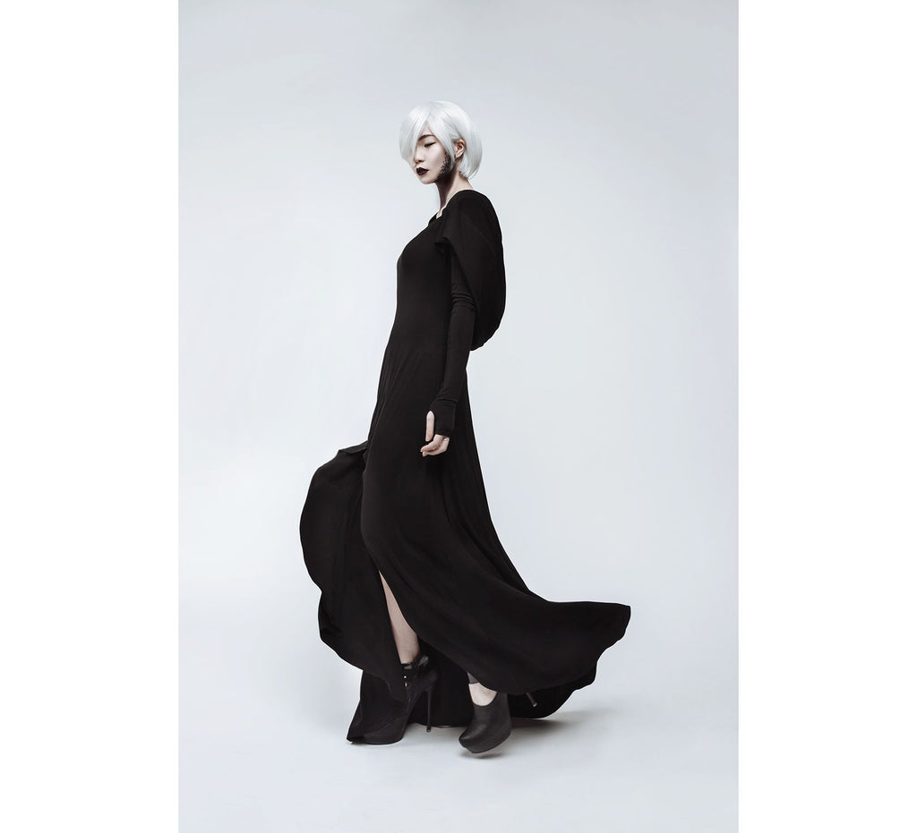 Black gothic hooded dress - Dress Art Mystery