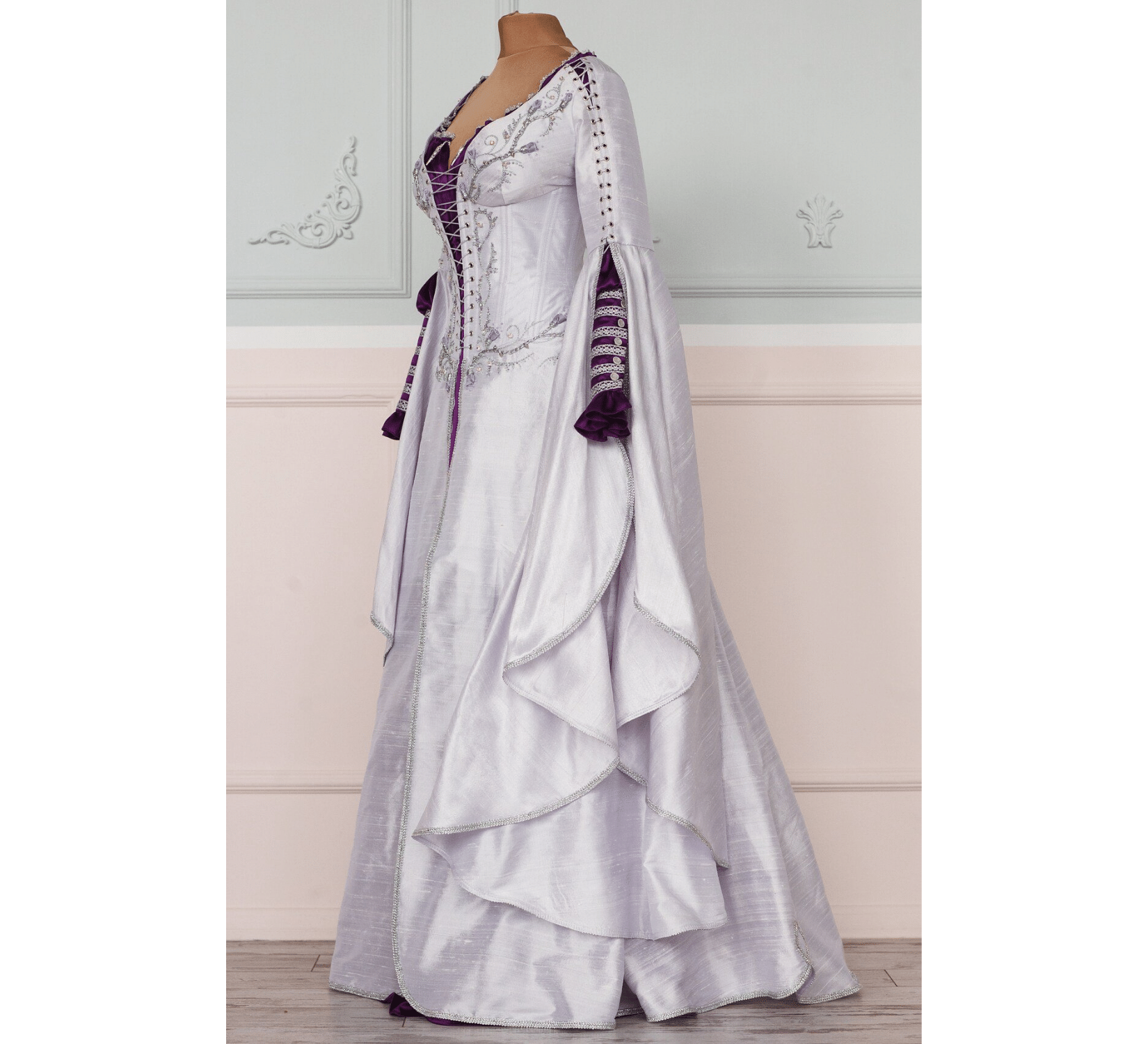 Fantasy elven white silk LoTR inspired wedding dress – DressArtMystery Fantasy elven white silk LoTR inspired wedding dress – DressArtMystery