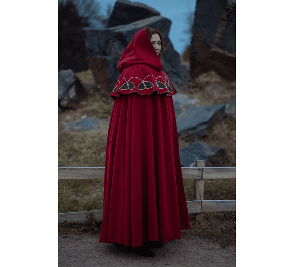 Medieval wool hooded cloak, Little Red Hiding Hood - Dress Art Mystery