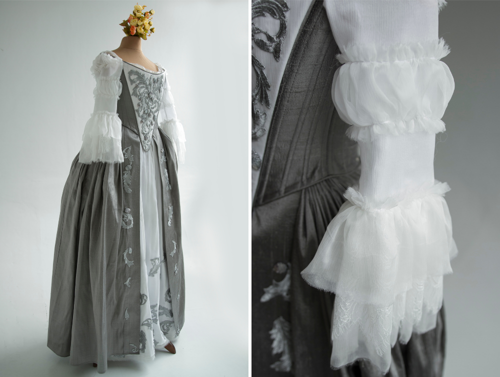 Rococo Outlander Claire silk wedding dress - Dress Art Mystery