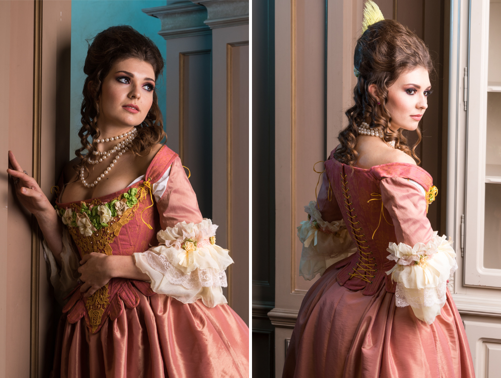 Rococo Rose Marie-Antoinette inspied silk dress - Dress Art Mystery