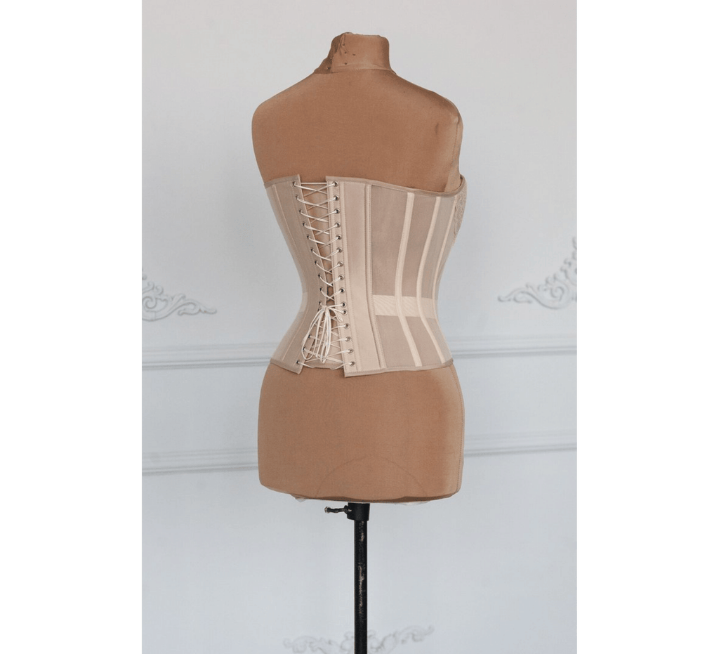 Nude overbust corset with laces - Dress Art Mystery
