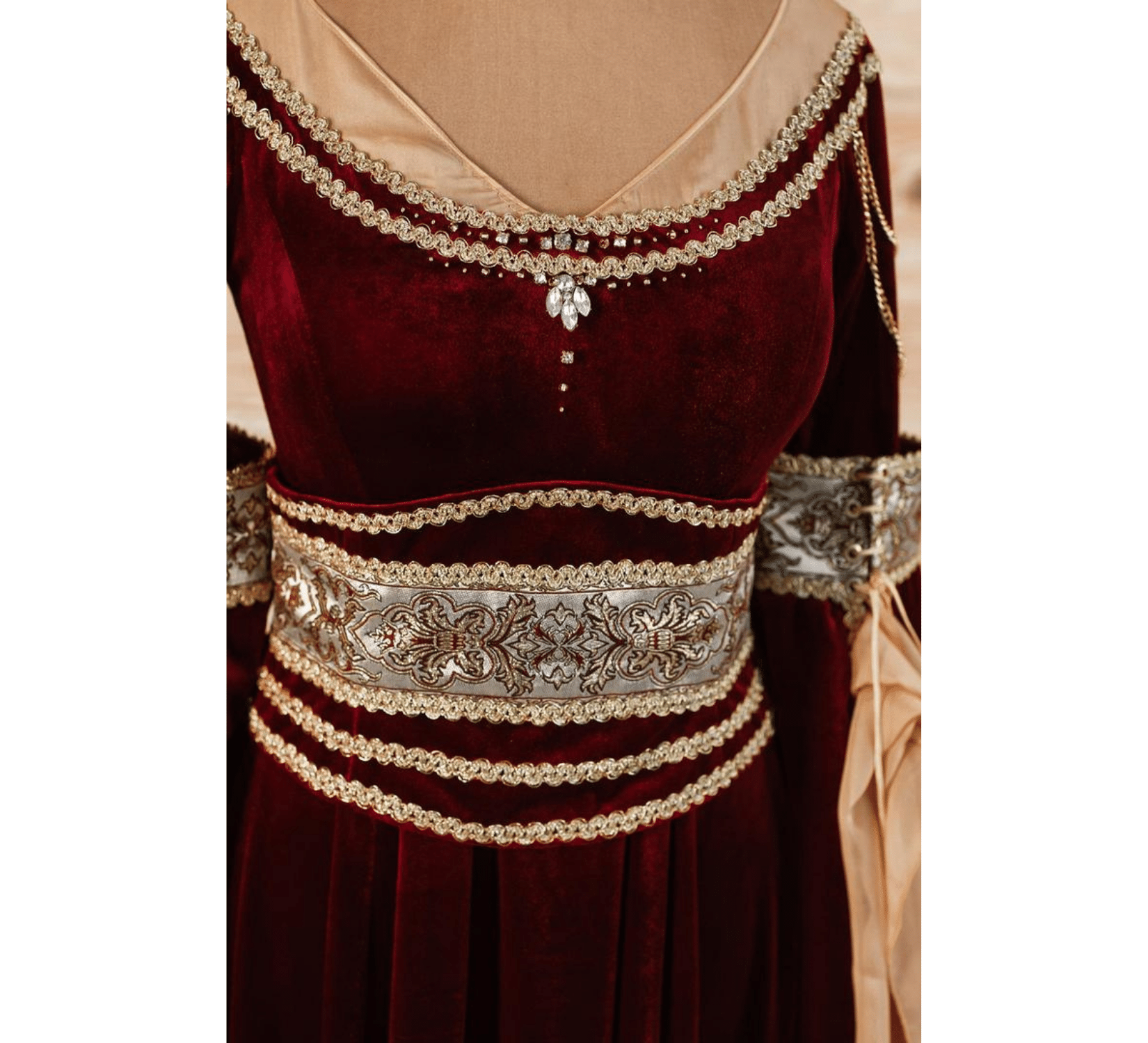 Fantasy red velvet elven dress  DressArtMystery