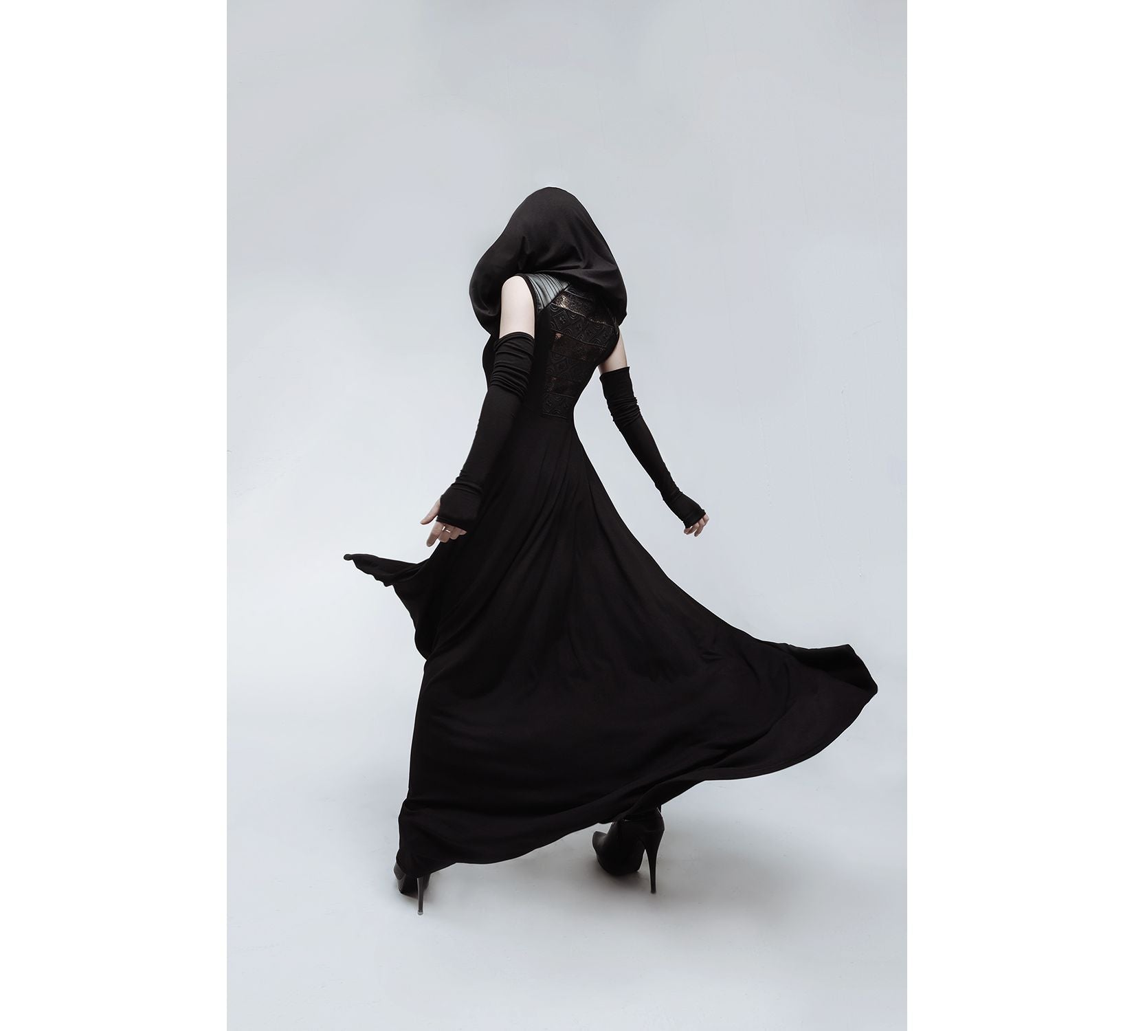 Black gothic hooded dress | DressArtMystery Black gothic hooded dress | DressArtMystery