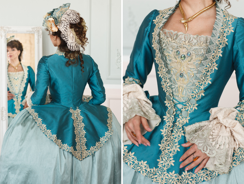 Rococo Venice Carnival taffeta dress with caraco jacket - Dress Art Mystery