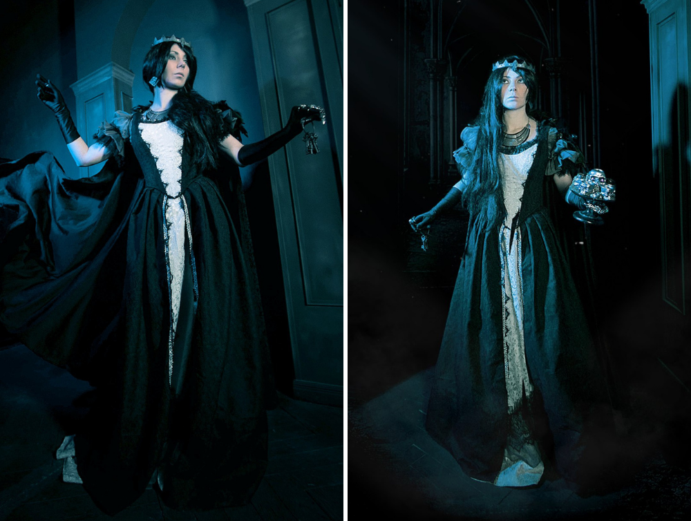 Fantasy gothic rococo black evil queen jacquard dress – Dress Art Mystery
