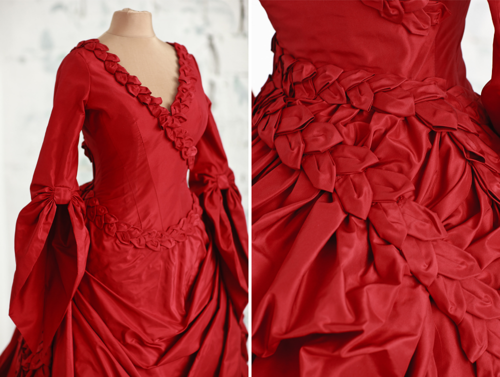 Red Mina Dracula ballroom taffeta silk victorian dress - Dress Art Mystery
