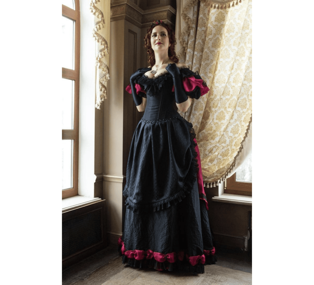 Red and black victorian ballroom dress - Dress Art Mystery