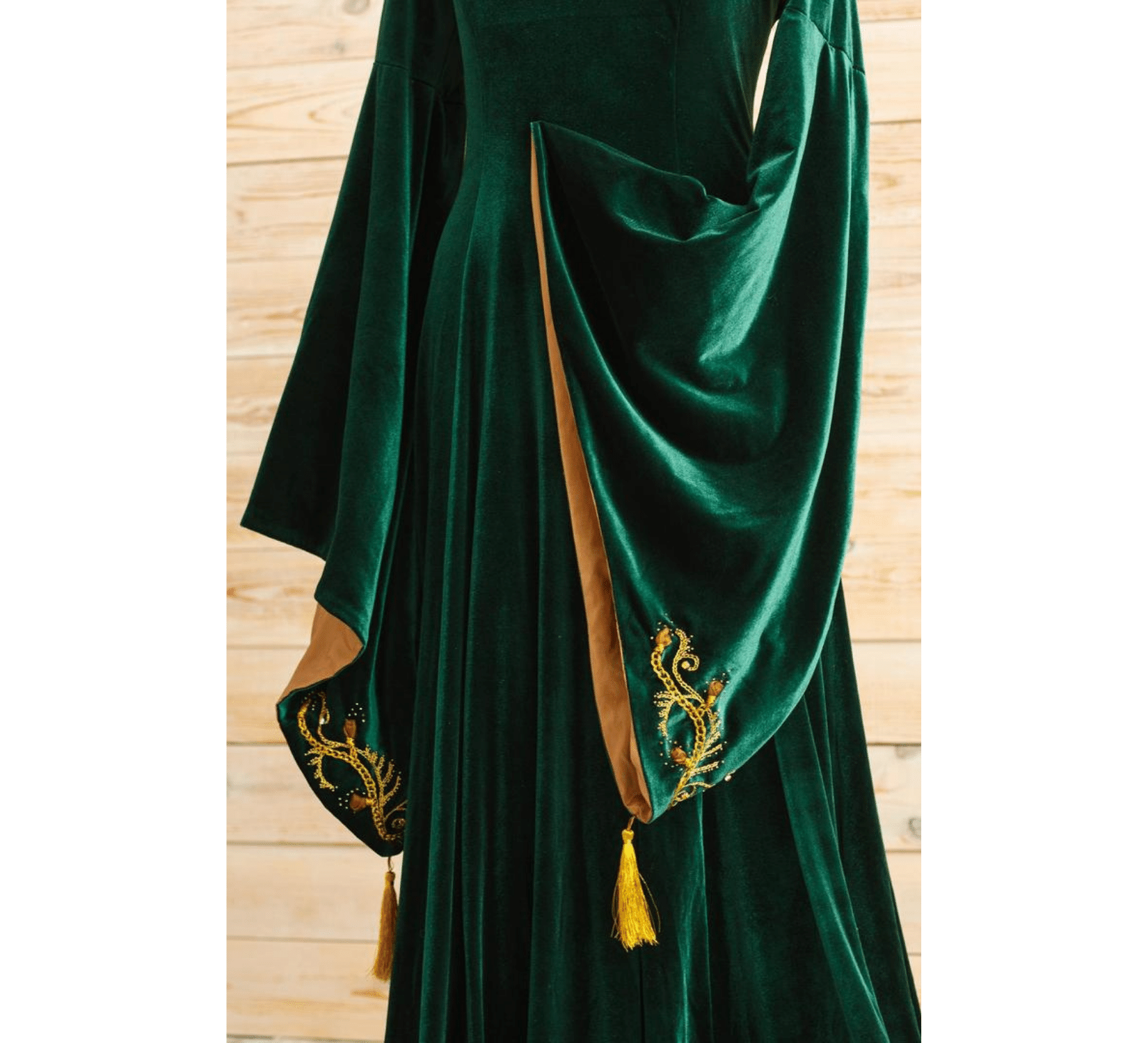 Green velvet fantasy elven dress for Beltane wedding DressArtMystery Green velvet fantasy elven dress for Beltane wedding DressArtMystery