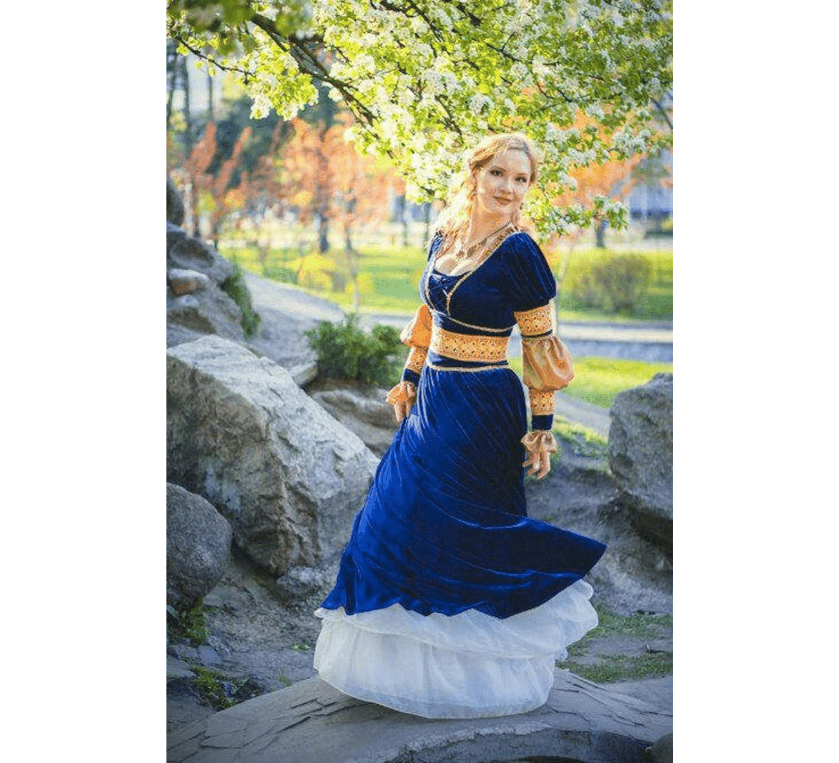 Blue velvet Renaissance dress, Italy medieval wedding gown DressArtMystery Blue velvet Renaissance dress, Italy medieval wedding gown DressArtMystery
