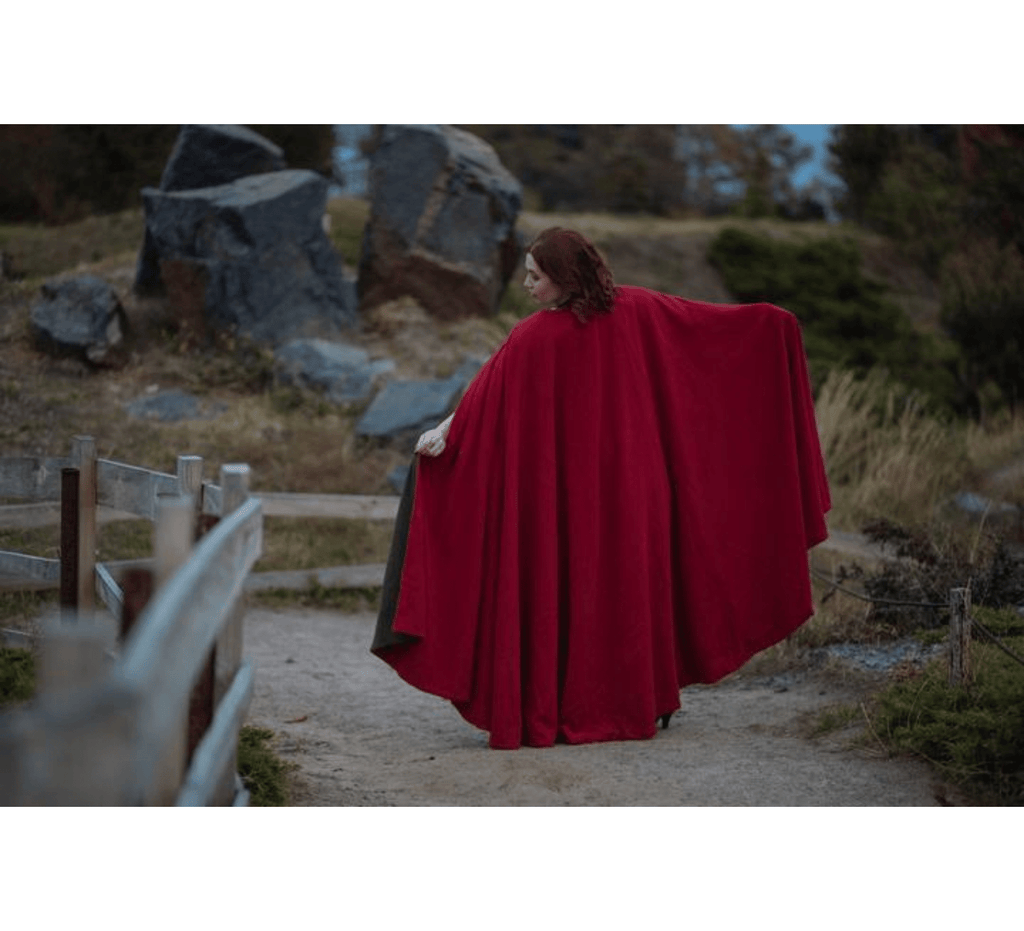 Medieval wool hooded cloak, Little Red Hiding Hood - Dress Art Mystery