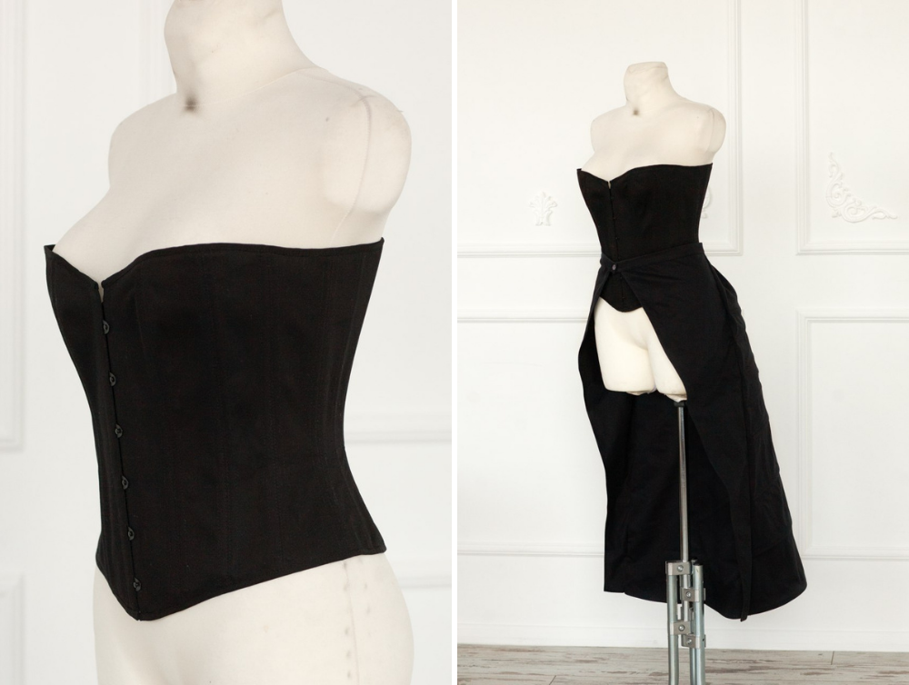 Victorian overbust black corset - Dress Art Mystery