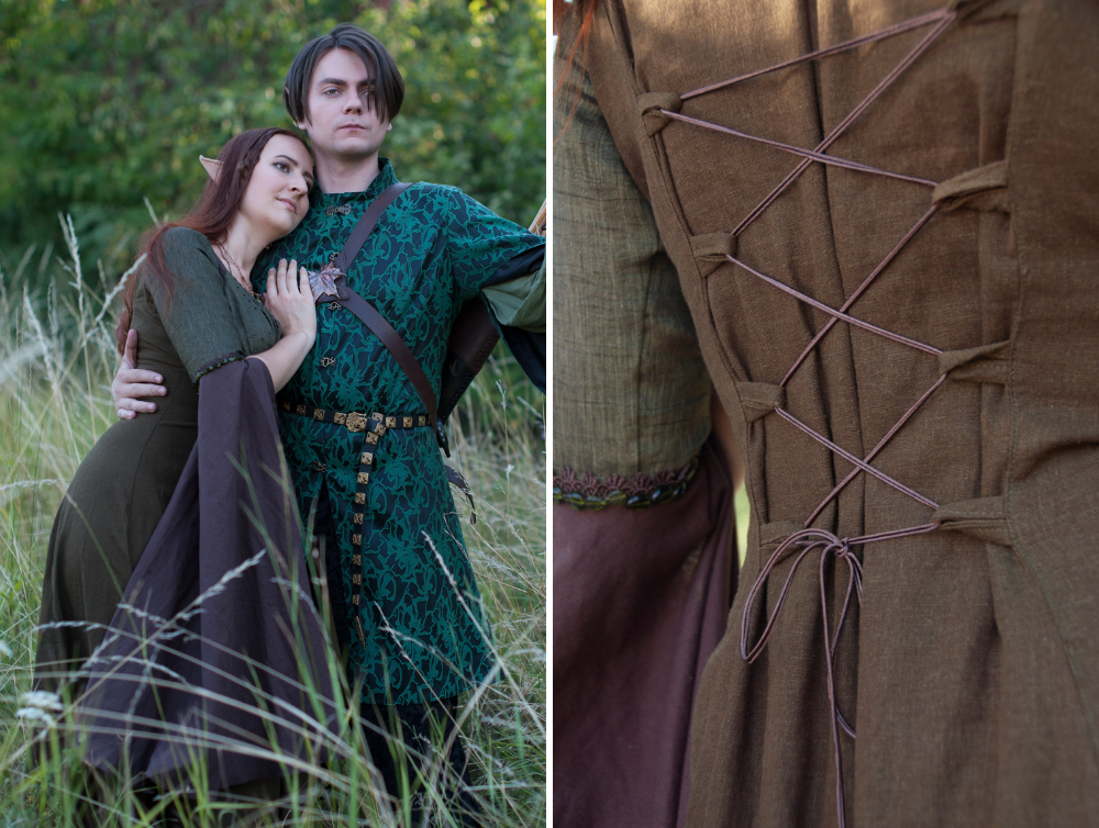 Fantasy wooden elf linen dress - Dress Art Mystery