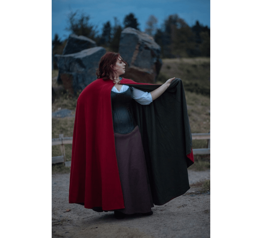 Medieval wool hooded cloak, Little Red Hiding Hood - Dress Art Mystery