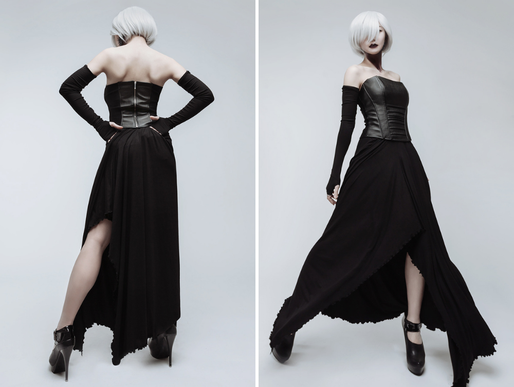 Black long skirt and leather corset | DressArtMystery Black long skirt and leather corset | DressArtMystery